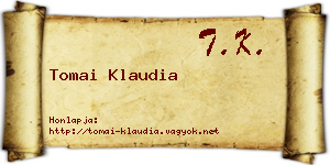 Tomai Klaudia névjegykártya